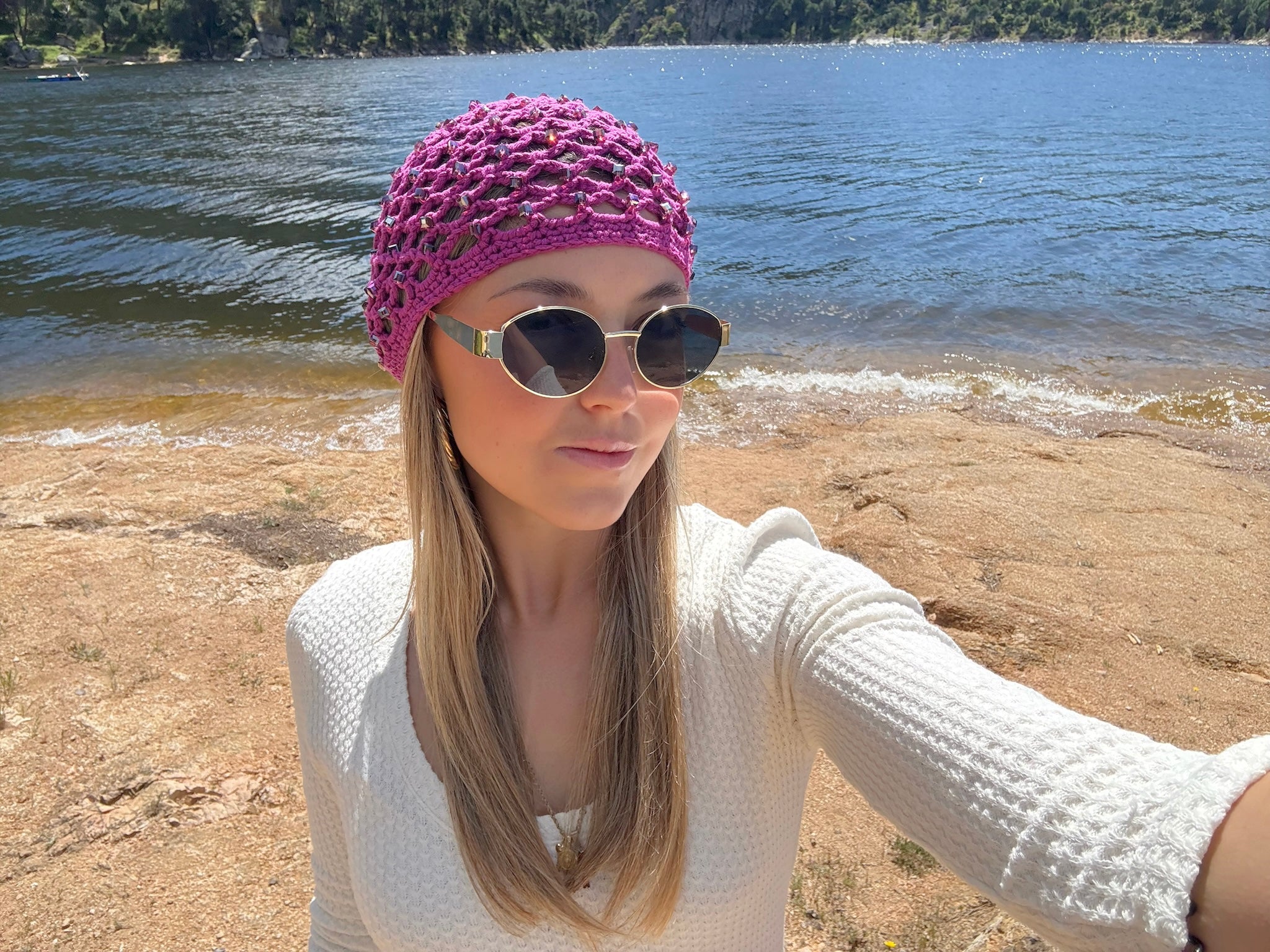 Gorro crochet morado