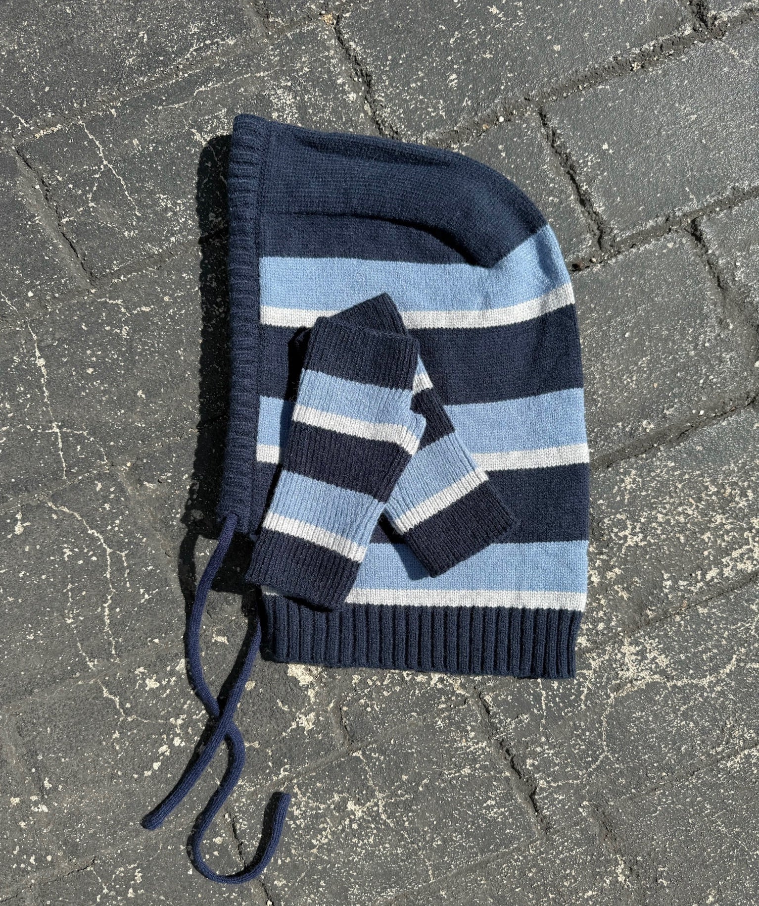 Balaclava rayas azul + mitones