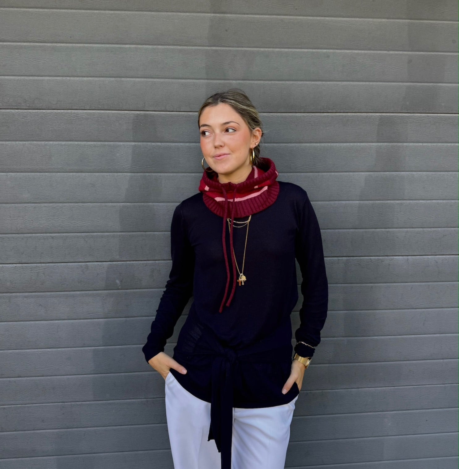 Balaclava rayas roja + mitones