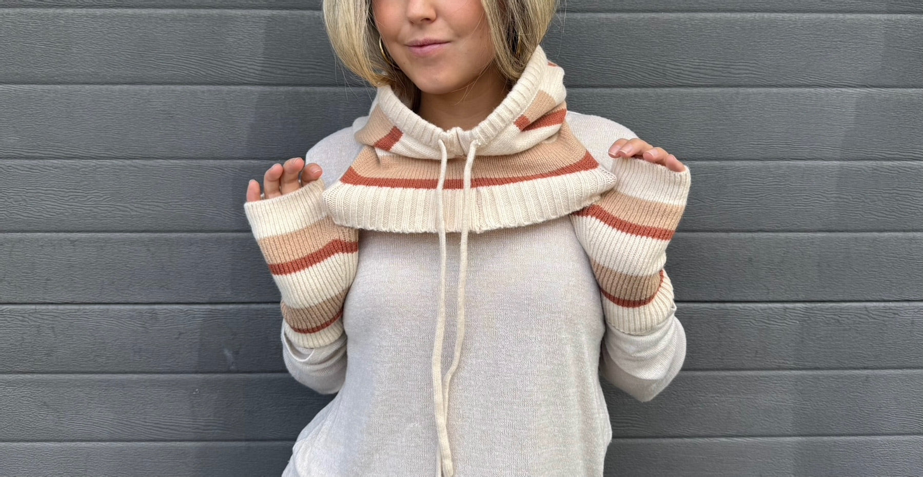 Balaclava rayas teja + mitones