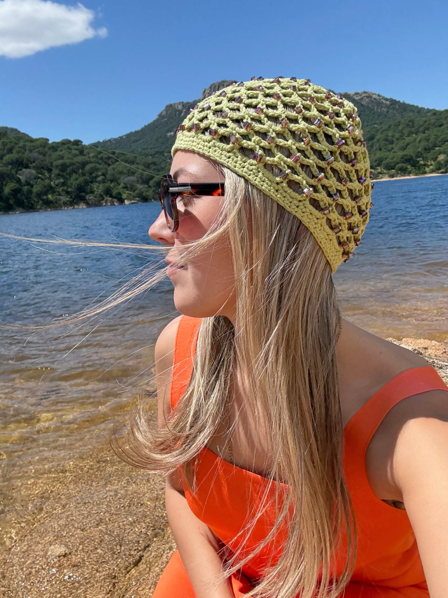 Gorro crochet verde