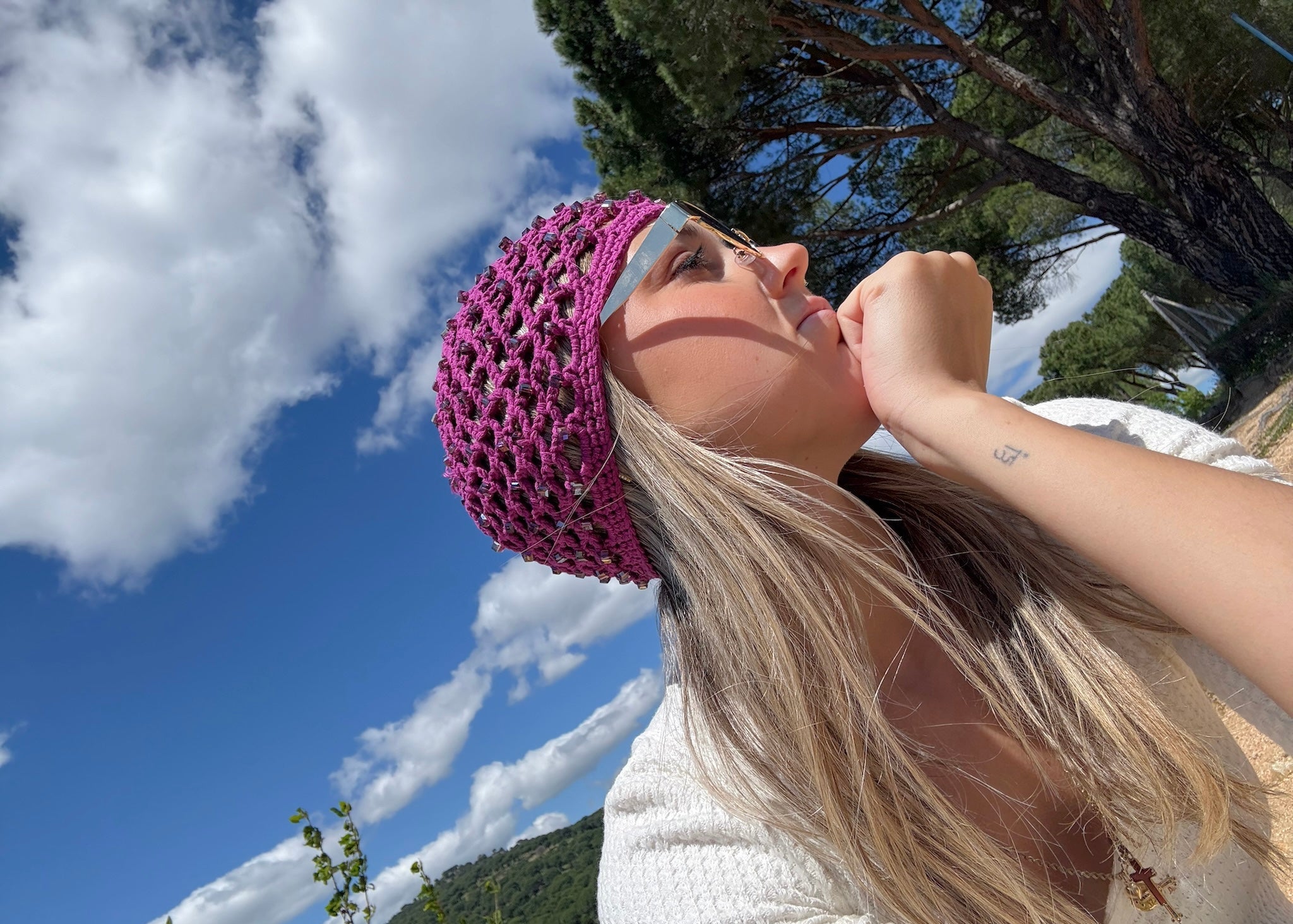 Gorro crochet morado