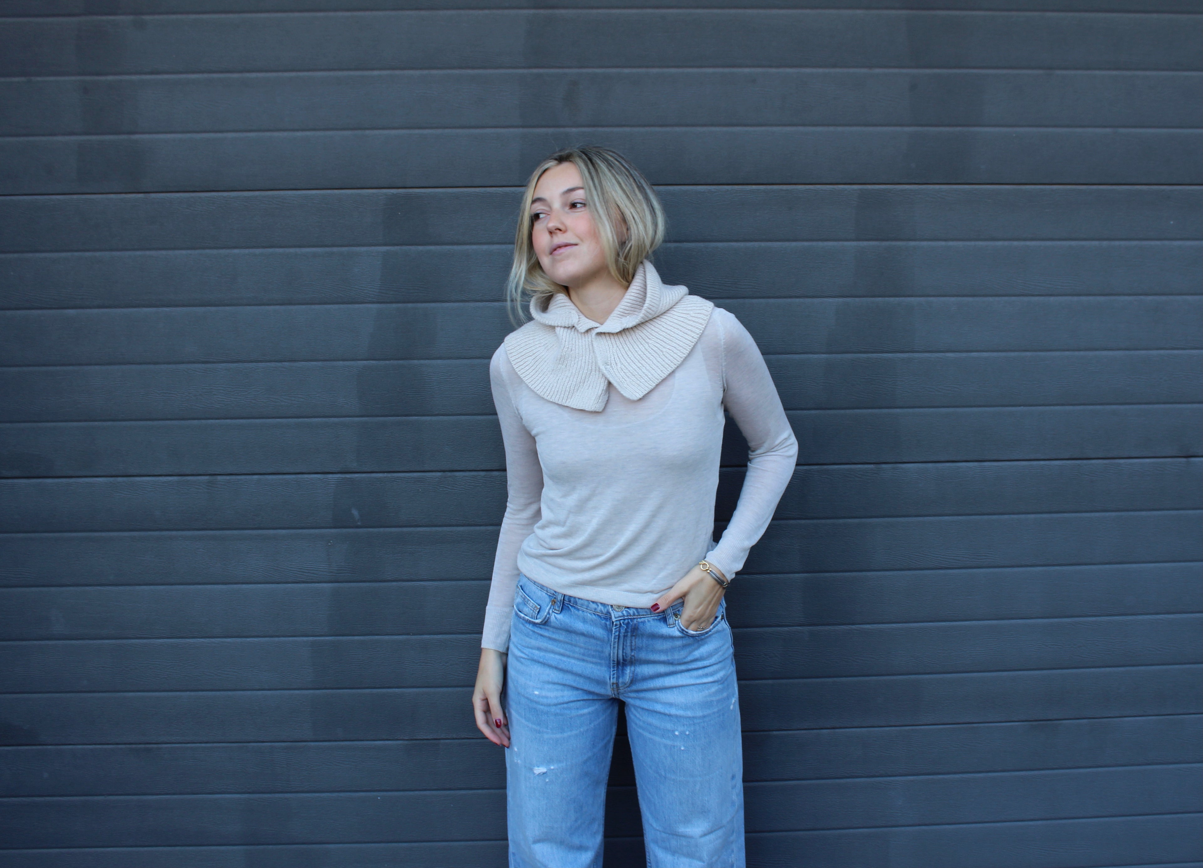 Balaclava punto botones (beige)