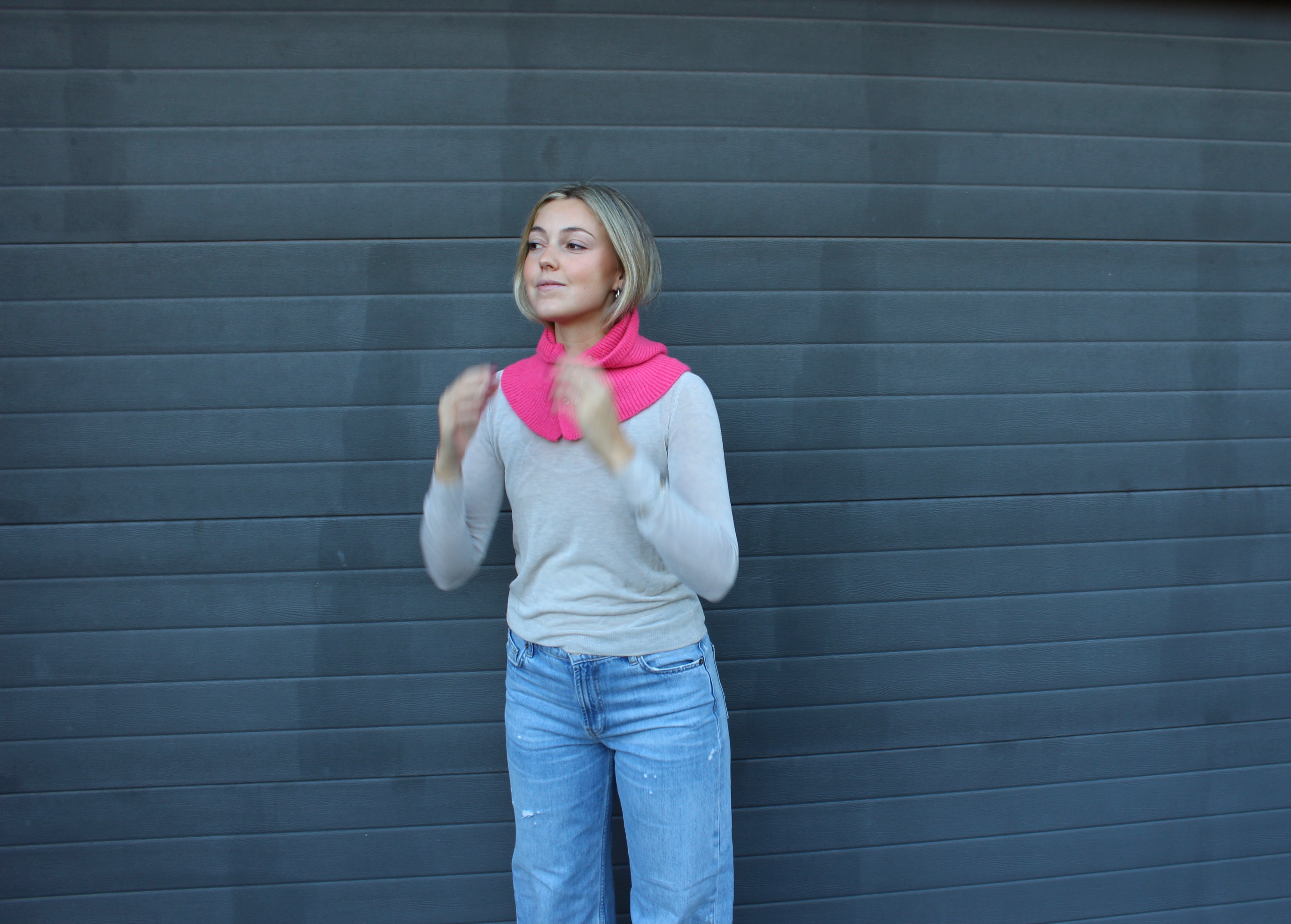 Balaclava punto botones (rosa)