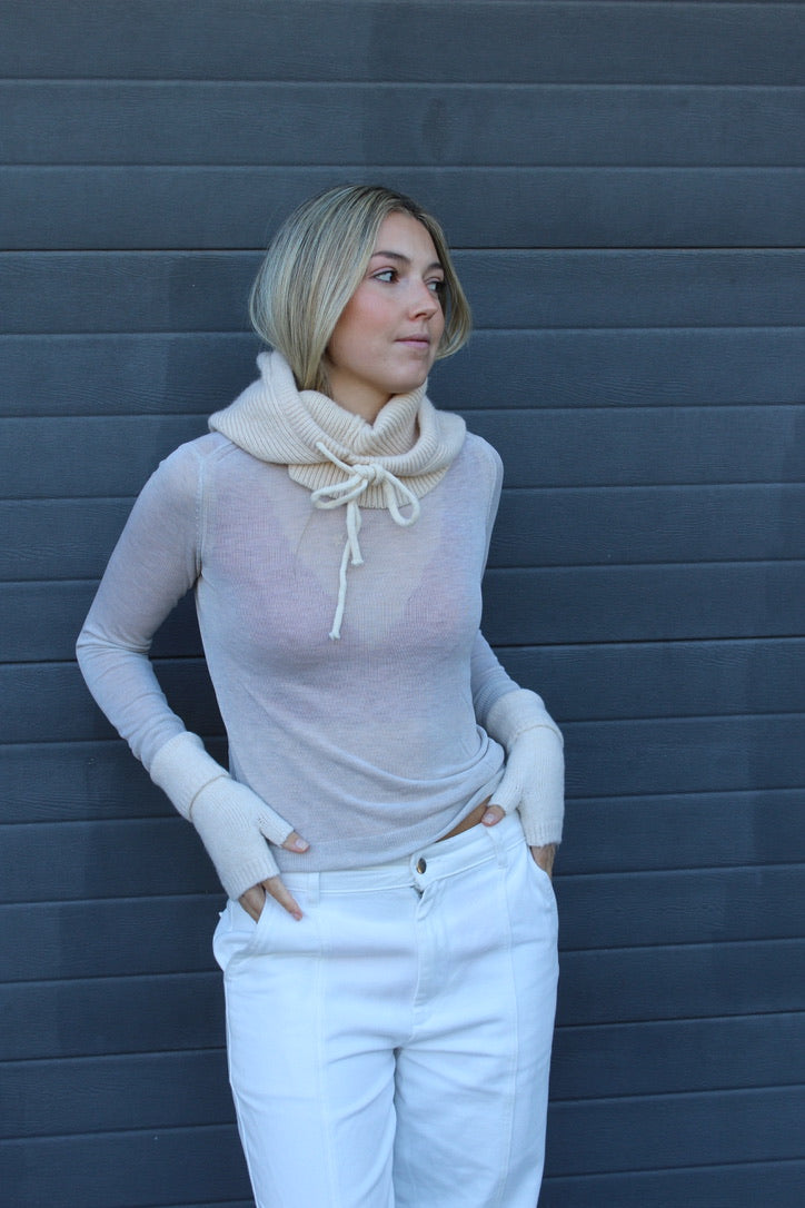 Mitones punto beige