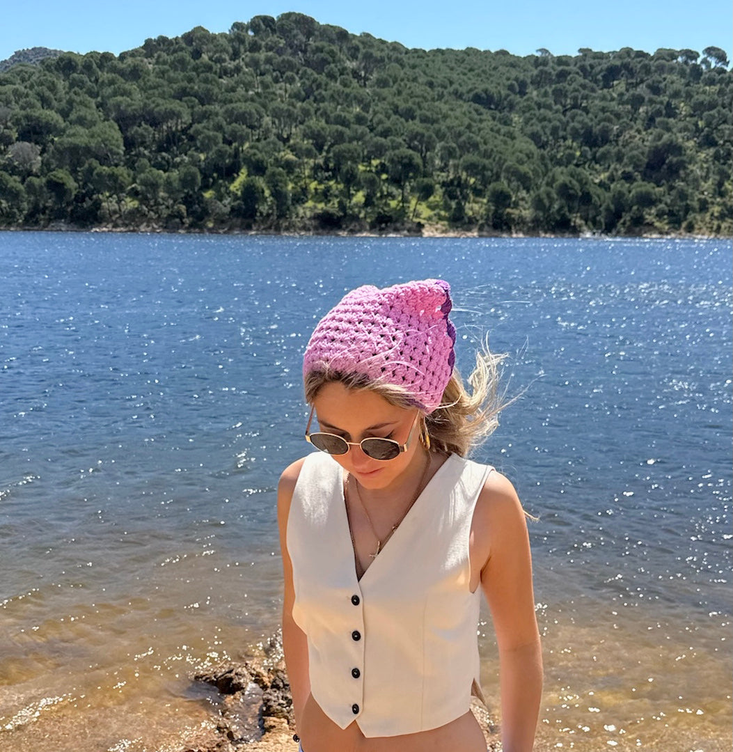 Bandana crochet rosa/morado