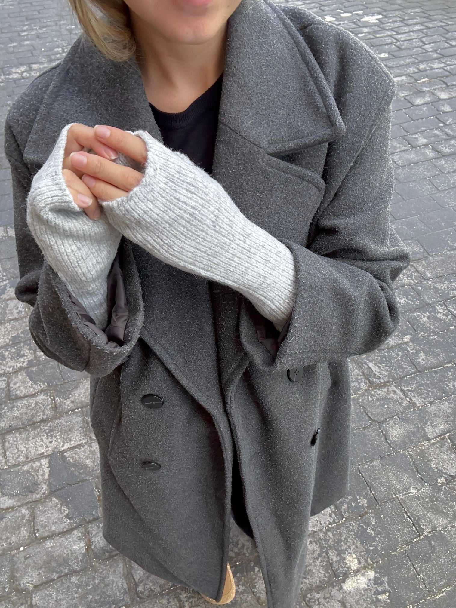 Mitones basic gris claro
