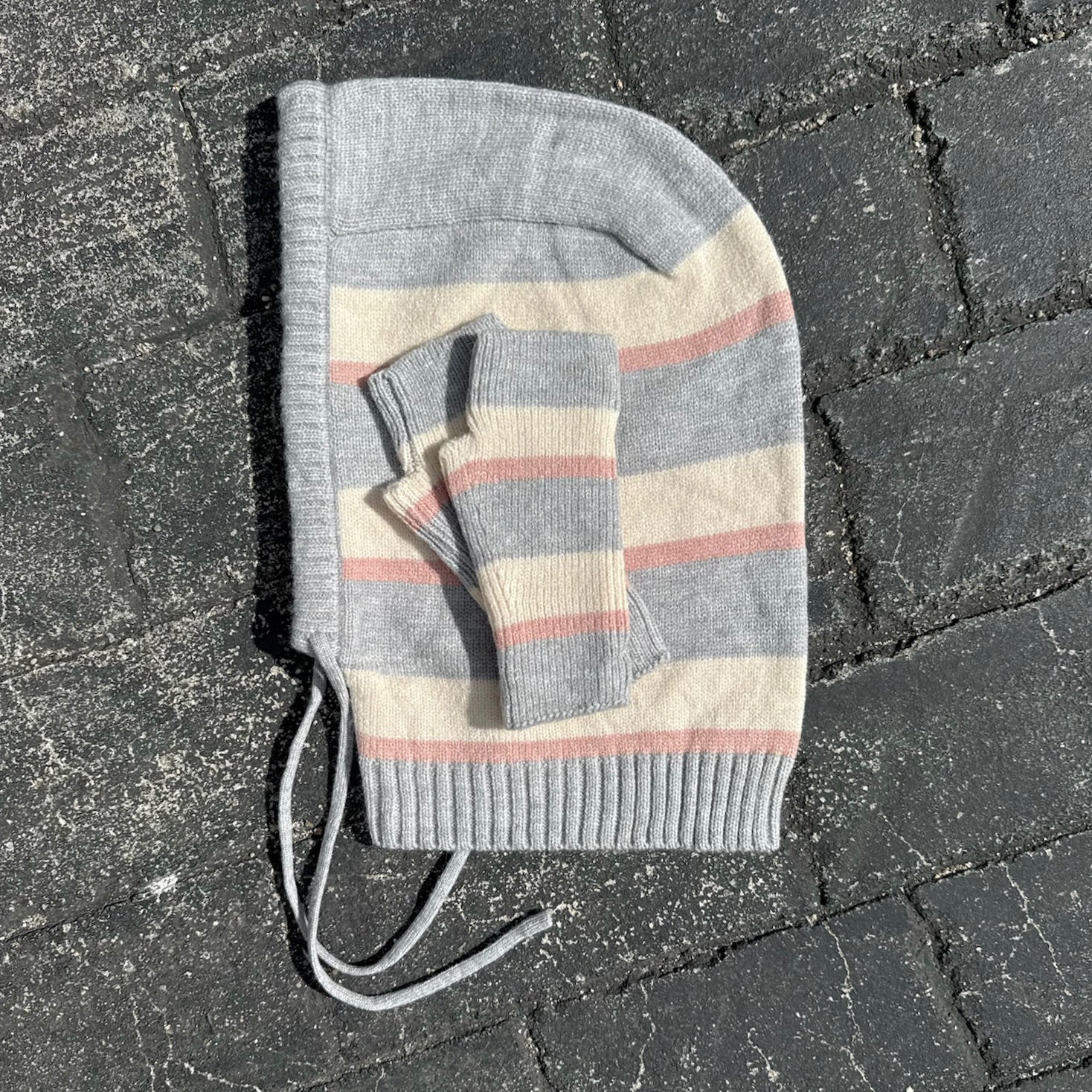 Balaclava rayas rosa + mitones