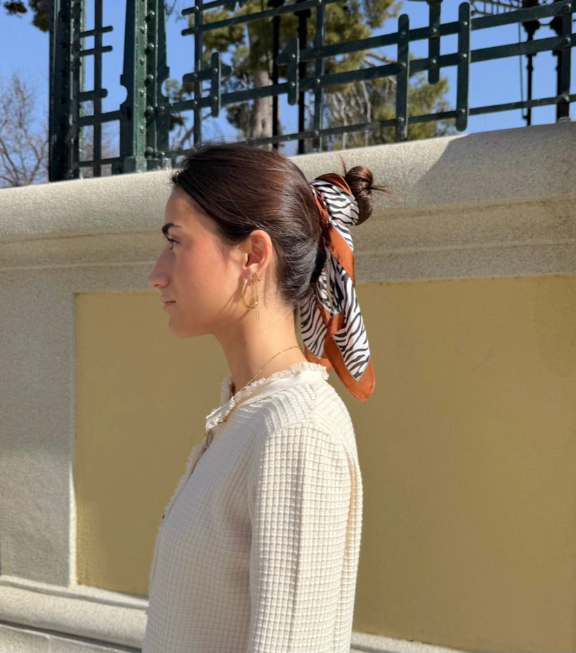 Pañuelo cebra borde marrón